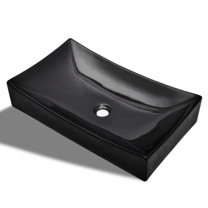 Ceramic Bathroom Sink Basin Black Rectangular