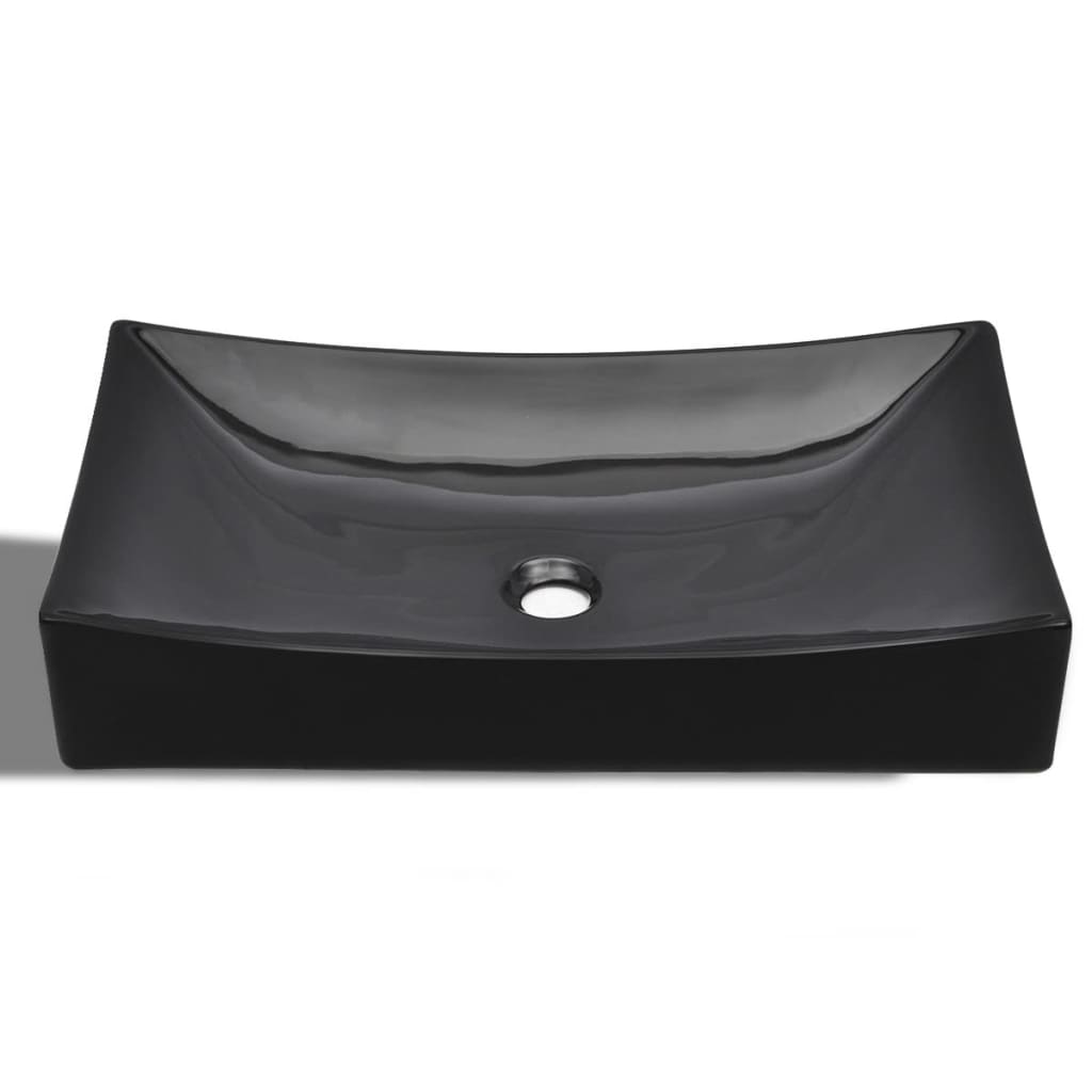 Ceramic Bathroom Sink Basin Black Rectangular