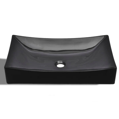 Ceramic Bathroom Sink Basin Black Rectangular