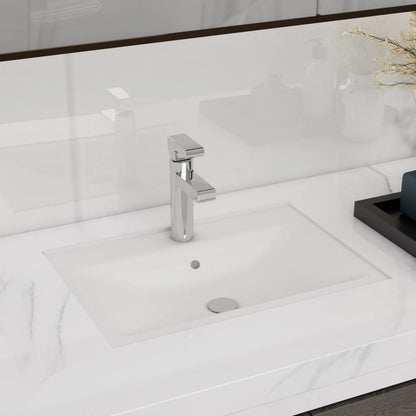 Ceramic Bathroom Sink Basin Faucet/Overflow Hole White Rectangular