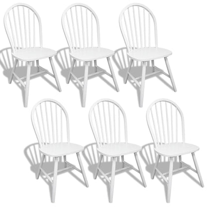 Dining Chairs 6 pcs White Solid Rubber Wood