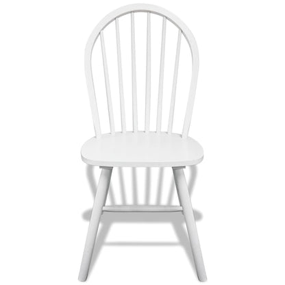 Dining Chairs 6 pcs White Solid Rubber Wood