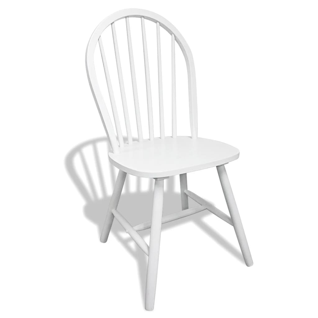 Dining Chairs 6 pcs White Solid Rubber Wood