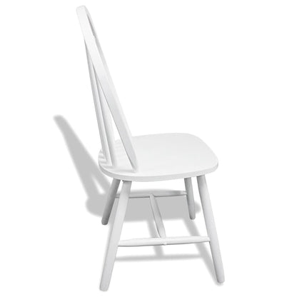 Dining Chairs 6 pcs White Solid Rubber Wood