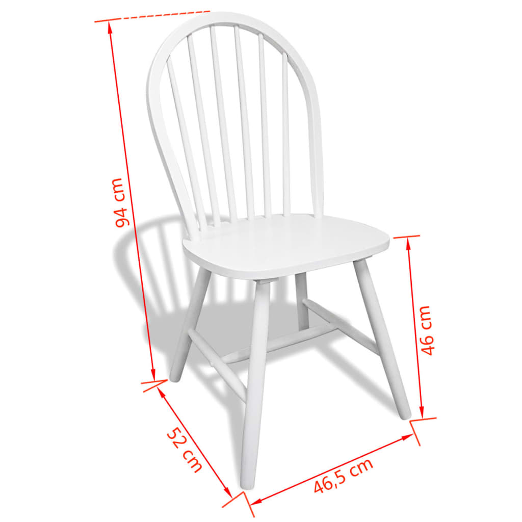 Dining Chairs 6 pcs White Solid Rubber Wood