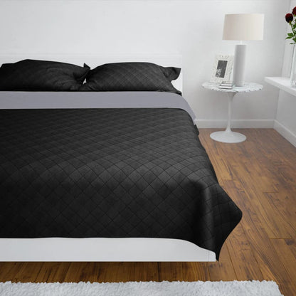 Double-sided Quilted Bedspread Black/Grey 220 x 240 cm