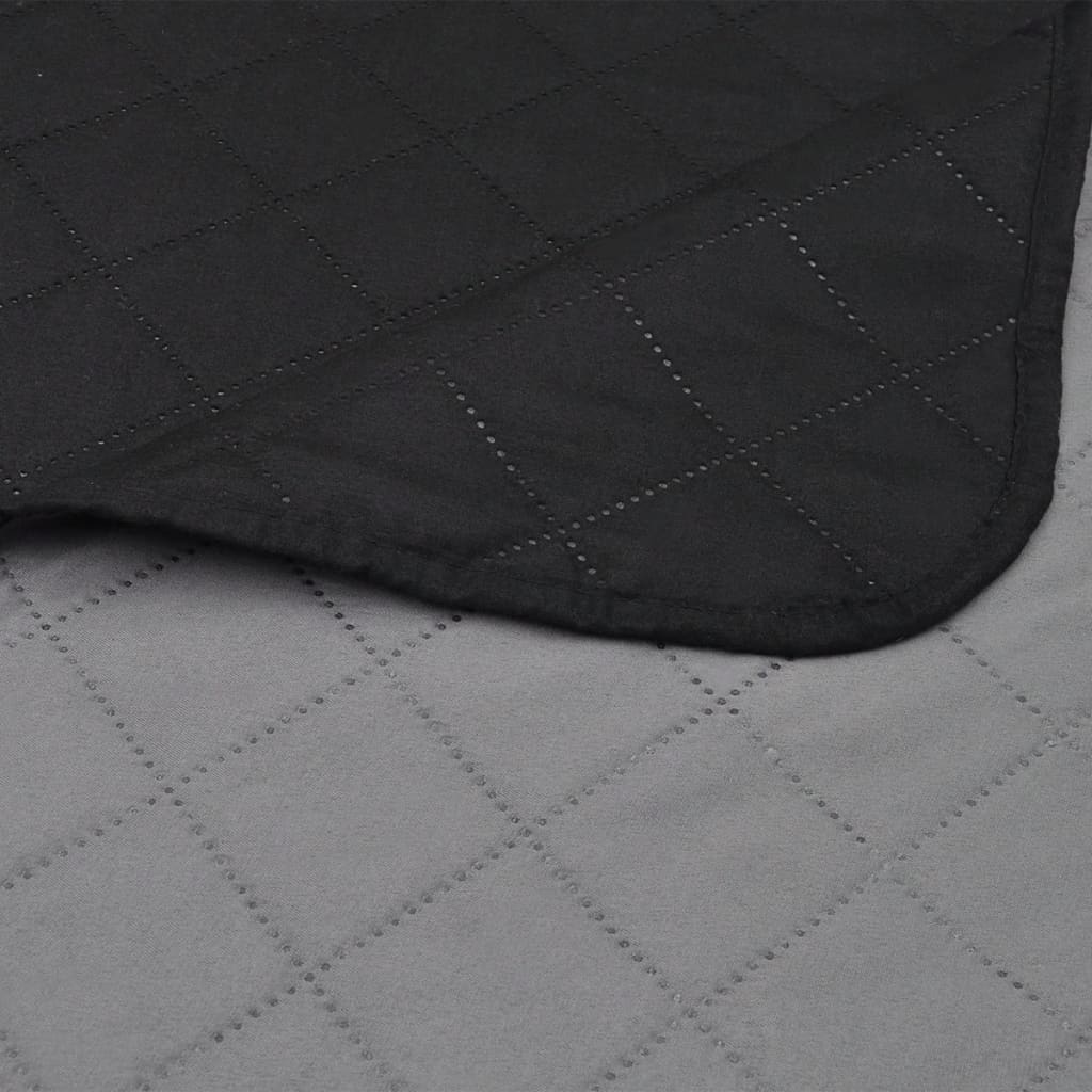 Double-sided Quilted Bedspread Black/Grey 230 x 260 cm