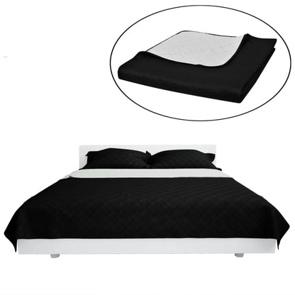 Double-sided Quilted Bedspread Black/White 220 x 240 cm