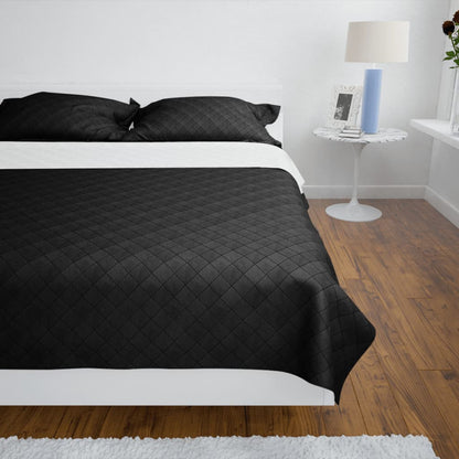 Double-sided Quilted Bedspread Black/White 220 x 240 cm