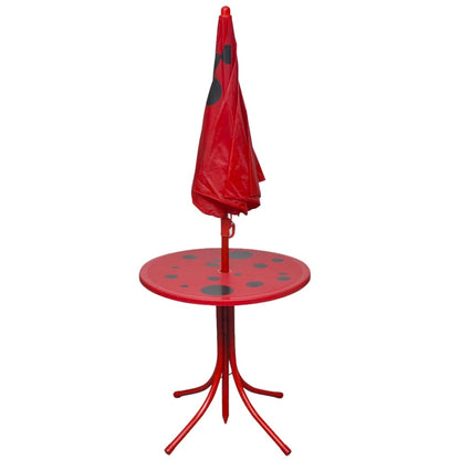 3 Piece Kids' Garden Bistro Set with Parasol Red