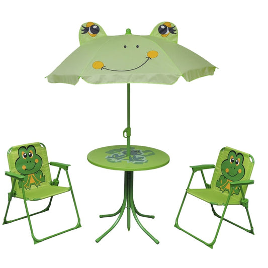 3 Piece Kids' Garden Bistro Set with Parasol Green