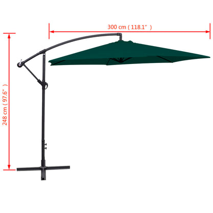 Cantilever Garden Parasol 3 m Green