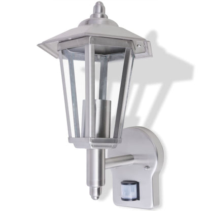 Outdoor Uplight Wall Lantern with Sensor Stainless Steel