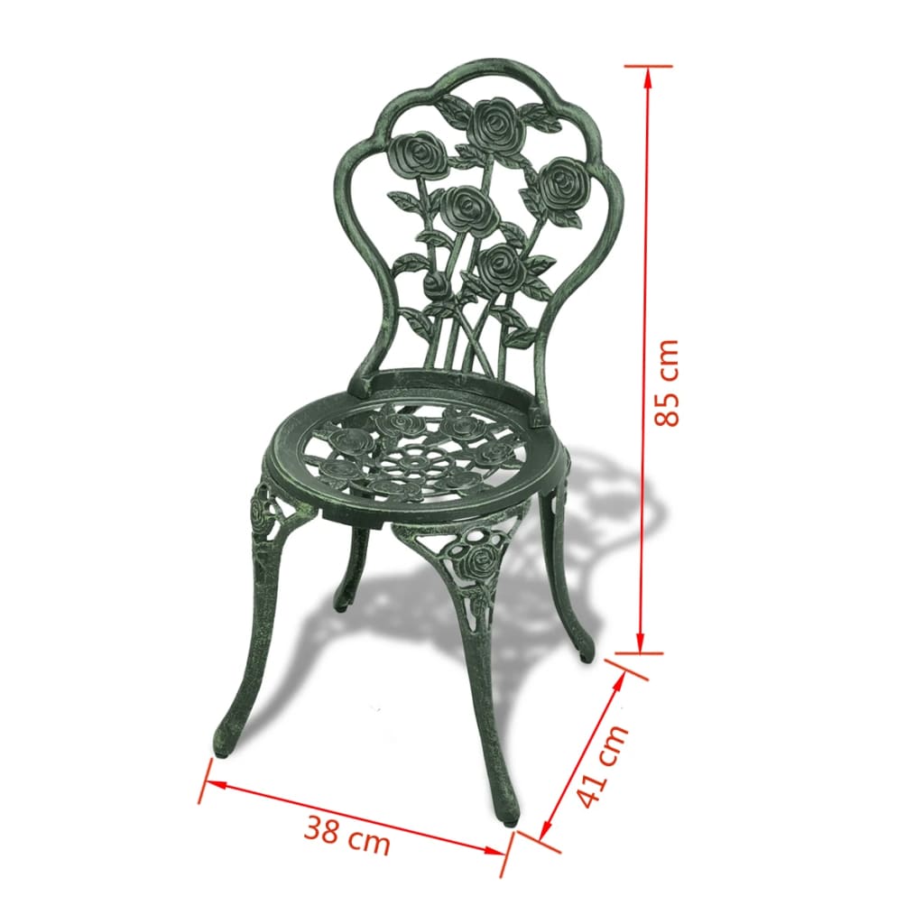 3 Piece Bistro Set Cast Aluminium Green