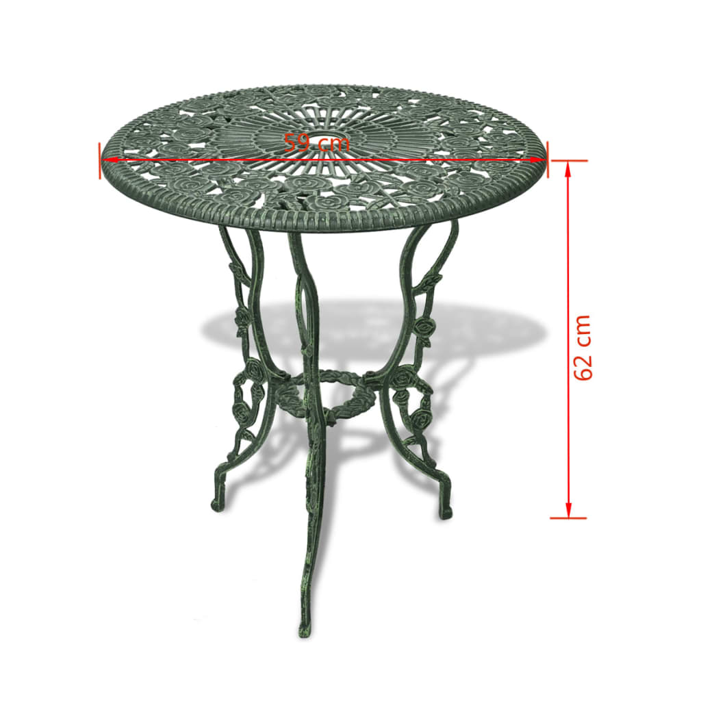 3 Piece Bistro Set Cast Aluminium Green