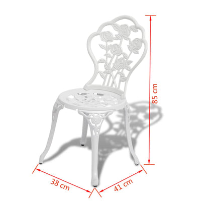 3 Piece Bistro Set Cast Aluminium White