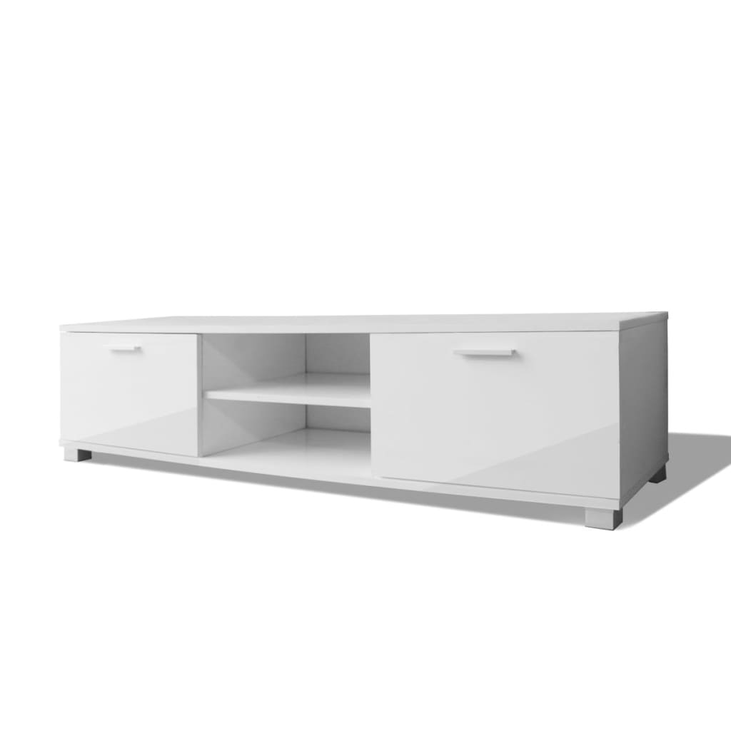 TV Cabinet High-Gloss White 140x40.5x35 cm