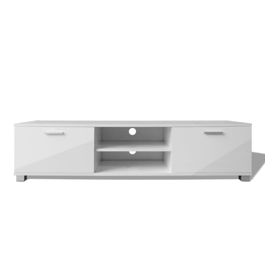 TV Cabinet High-Gloss White 140x40.5x35 cm