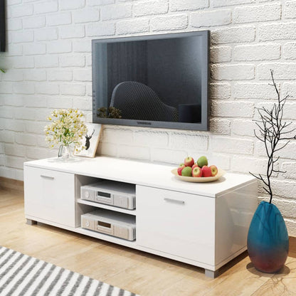 TV Cabinet High-Gloss White 140x40.5x35 cm