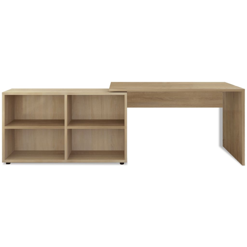 Corner Desk 4 Shelves Oak