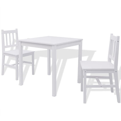 Three Piece Dining Set Pinewood White