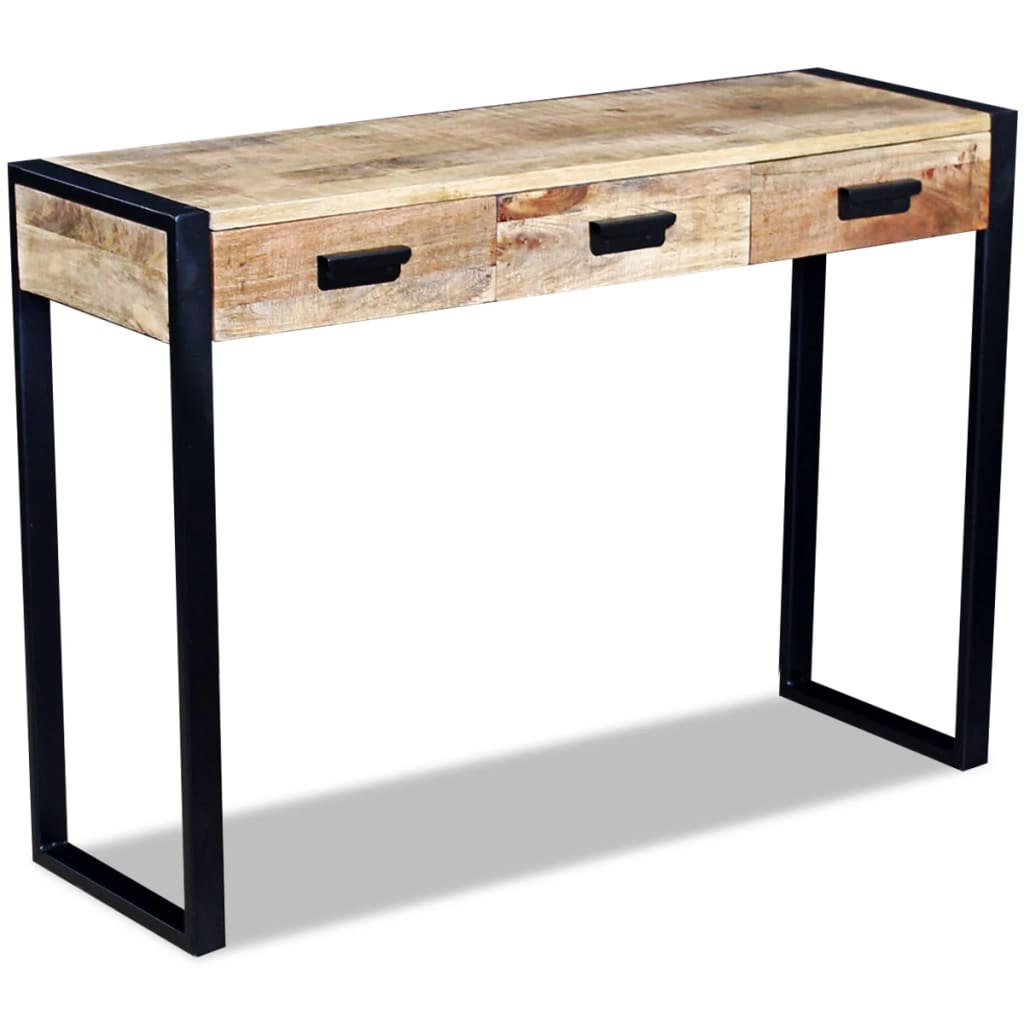 Console Table with 3 Drawers Solid Mango Wood 110x35x78 cm