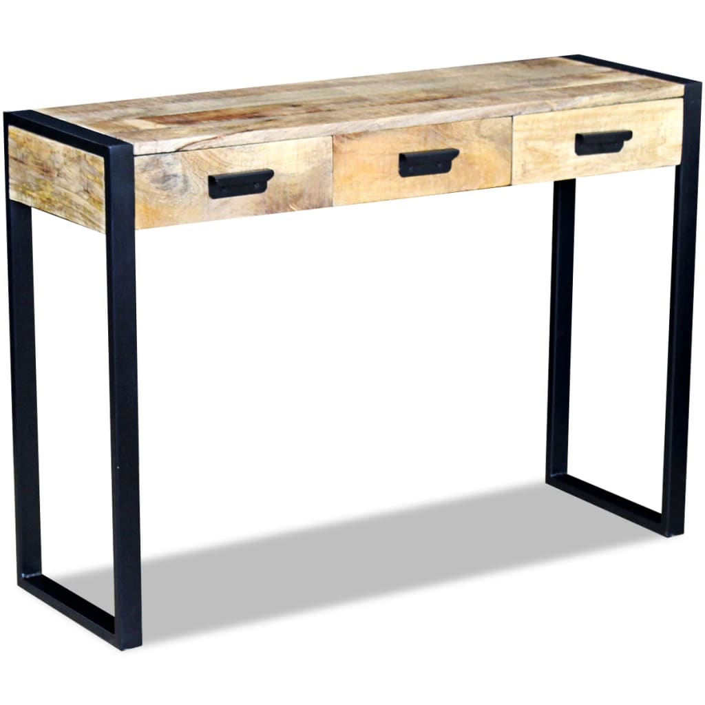 Console Table with 3 Drawers Solid Mango Wood 110x35x78 cm