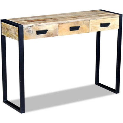 Console Table with 3 Drawers Solid Mango Wood 110x35x78 cm