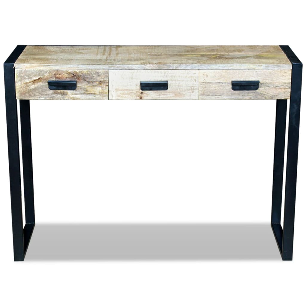 Console Table with 3 Drawers Solid Mango Wood 110x35x78 cm