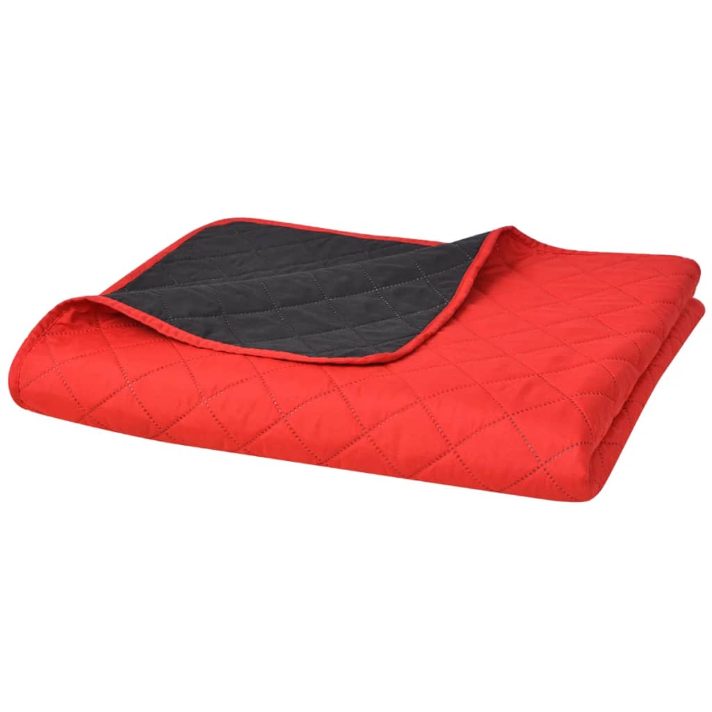 Double-sided Quilted Bedspread Red and Black 170x210 cm