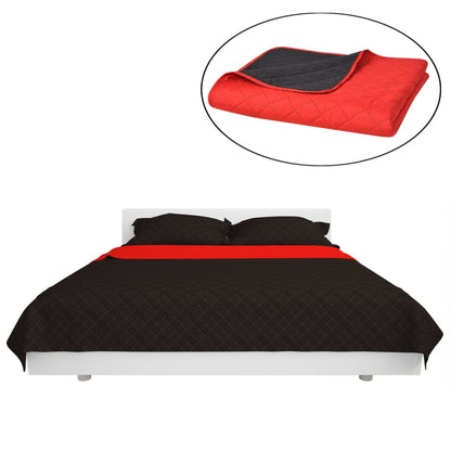 Double-sided Quilted Bedspread Red and Black 230x260 cm