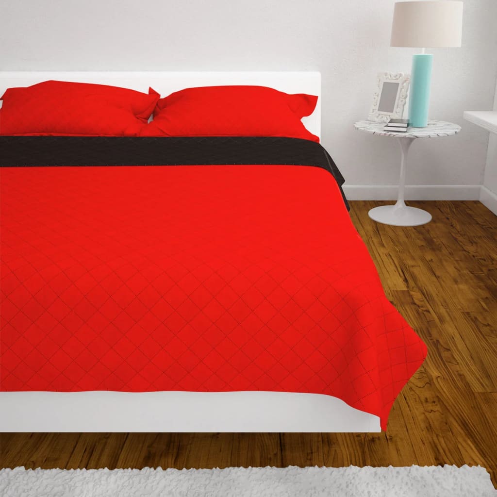 Double-sided Quilted Bedspread Red and Black 230x260 cm