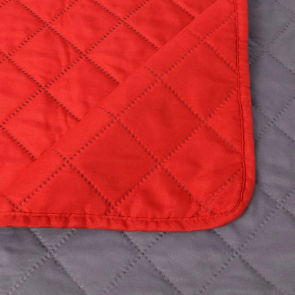 Double-sided Quilted Bedspread Red and Grey 170x210 cm