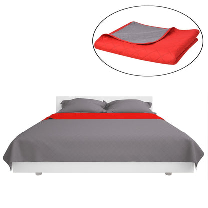 Double-sided Quilted Bedspread Red and Grey 220x240 cm