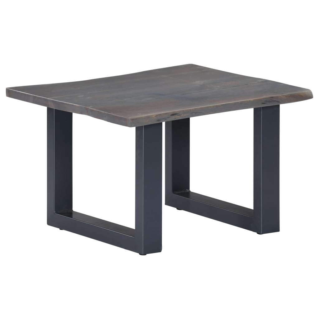Coffee Table with Live Edges Grey 60x60x40 cm Solid Acacia Wood