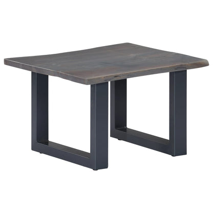 Coffee Table with Live Edges Grey 60x60x40 cm Solid Acacia Wood