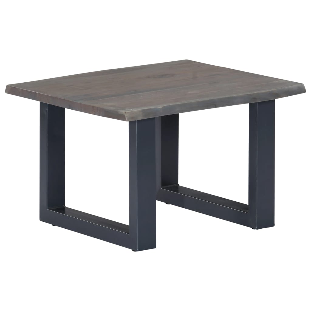 Coffee Table with Live Edges Grey 60x60x40 cm Solid Acacia Wood