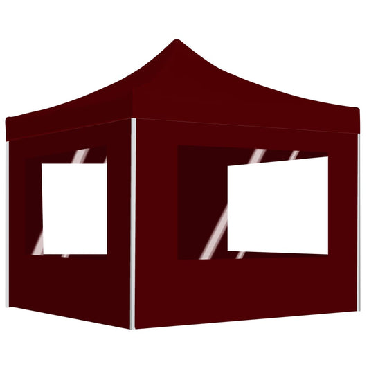 Professional Folding Party Tent with Walls Aluminium 3x3 m Wine Red