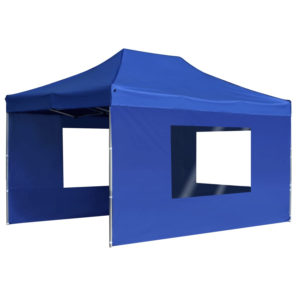 Professional Folding Party Tent with Walls Aluminium 4.5x3 m Blue