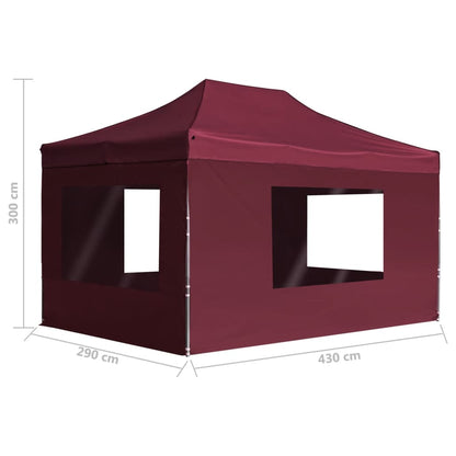 Professional Folding Party Tent with Walls Aluminium 4.5x3 m Wine Red