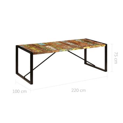 Dining Table 220x100x75 cm Solid Reclaimed Wood