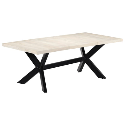 Dining Table White 200x100x75 cm Solid Mango Wood