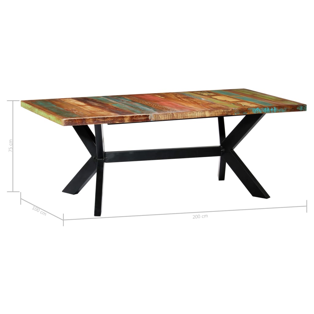 Dining Table 200x100x75 cm Solid Reclaimed Wood