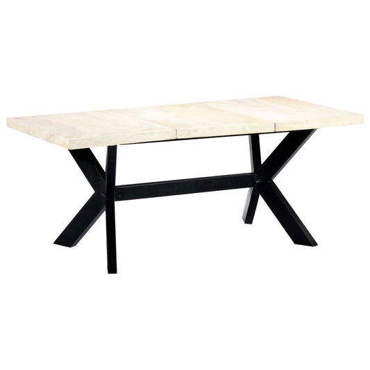 Dining Table White 180x90x75 cm Solid Mango Wood