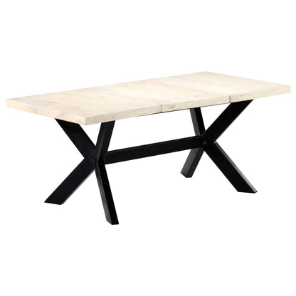 Dining Table White 180x90x75 cm Solid Mango Wood