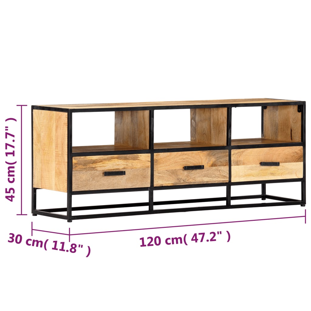 TV Cabinet 120x30x45 cm Solid Mango Wood