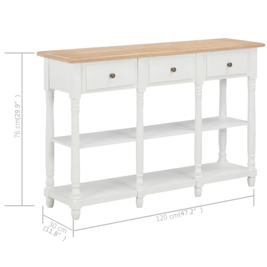 Console Table White 120x30x76 cm MDF