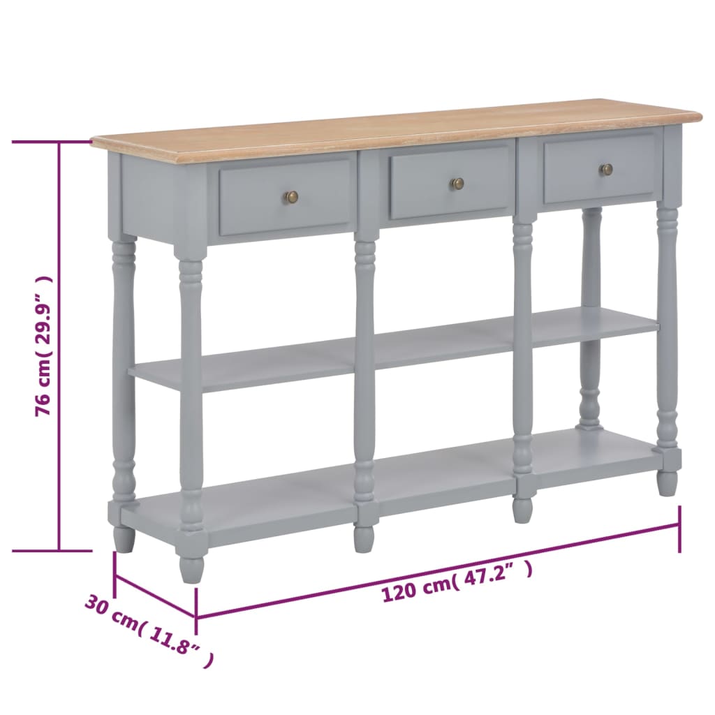 Console Table Grey 120x30x76 cm MDF