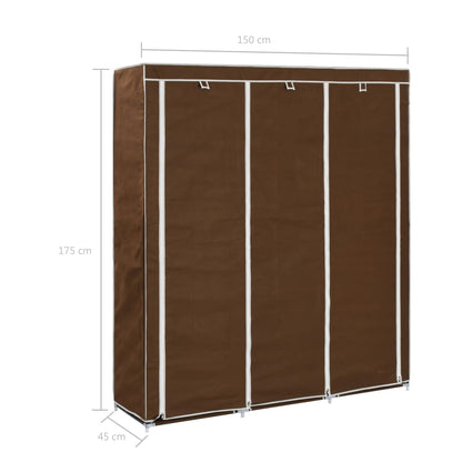 Wardrobe with Compartments and Rods Brown 150x45x175 cm Fabric