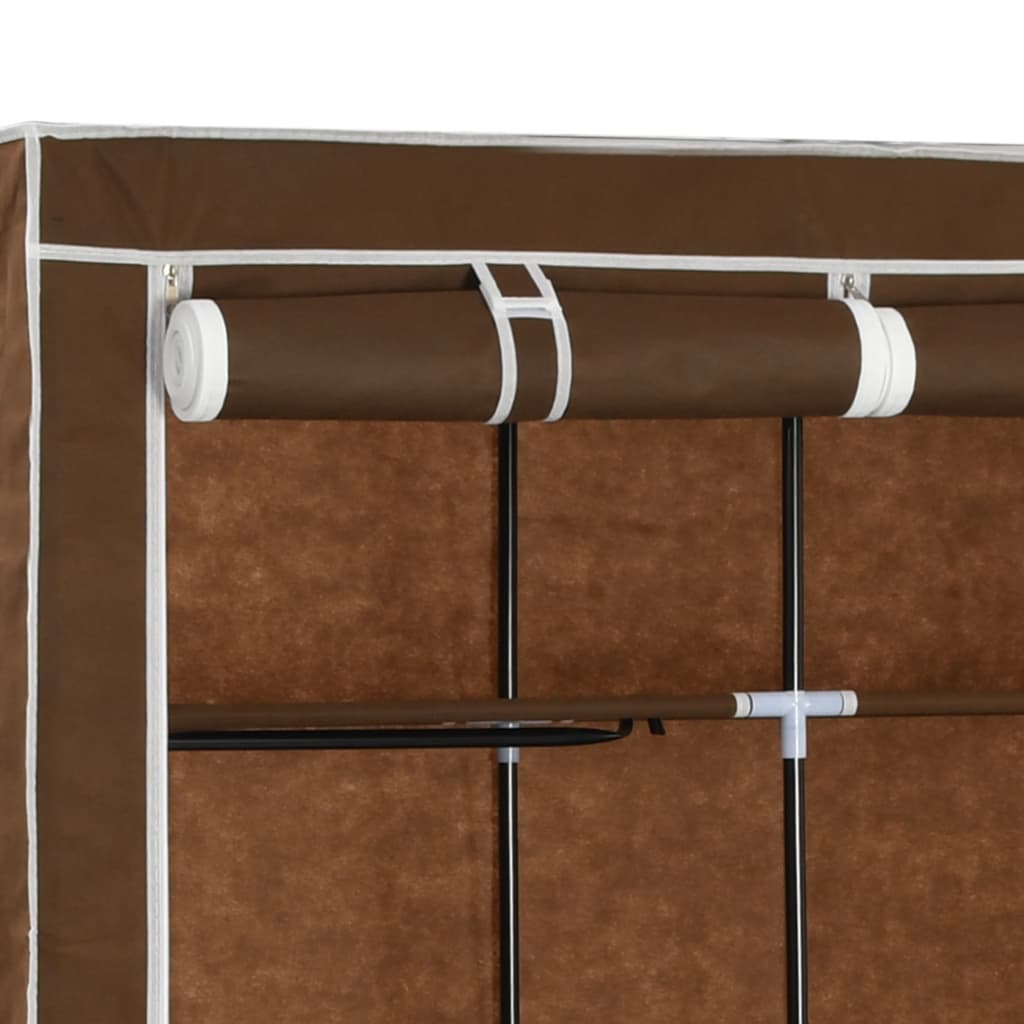 Wardrobe with Compartments and Rods Brown 150x45x175 cm Fabric